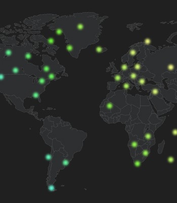 世界中の国のNanoleafスマート照明を示したワールドマップ