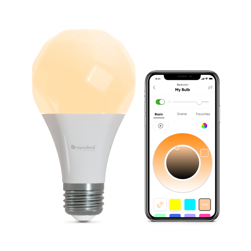 色の変わるNanoleaf Essentials Thread対応スマート電球。 1パック。 Wyzeに類似。 HomeKit、Google Assistant、Amazon Alexa、IFTTT。
