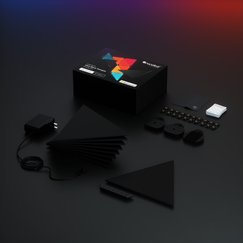 Shapes Limited Edition Ultra Black Triangles Smarter Kit (9 Panels)  NL47-0106TW-9PK Nanoleaf